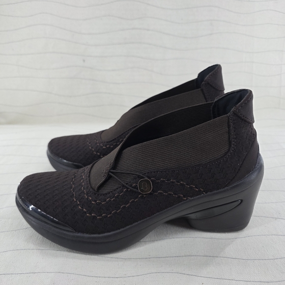 BZees Womens Energy Block Heel Brown Stretch Knit Comfort Work Shoes Size 7M - Picture 2 of 11